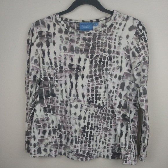 Simply Vera by Vera Wang Tops - Simply Vera Wang women's Long Sleeve Abstract snake skin Print Top Petite Large